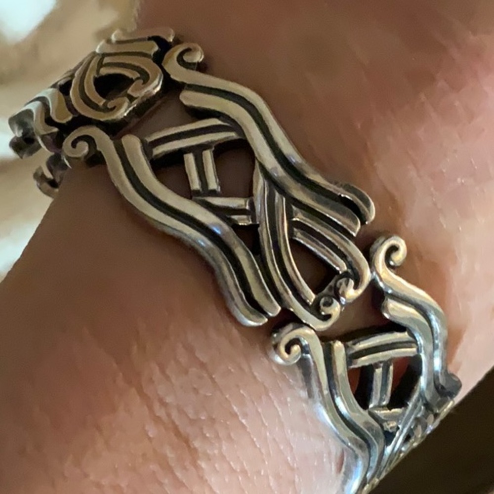 Vintage Sterling Silver Taxco Patterned Link Bracelet Stamped BEAUTIFUL!!!